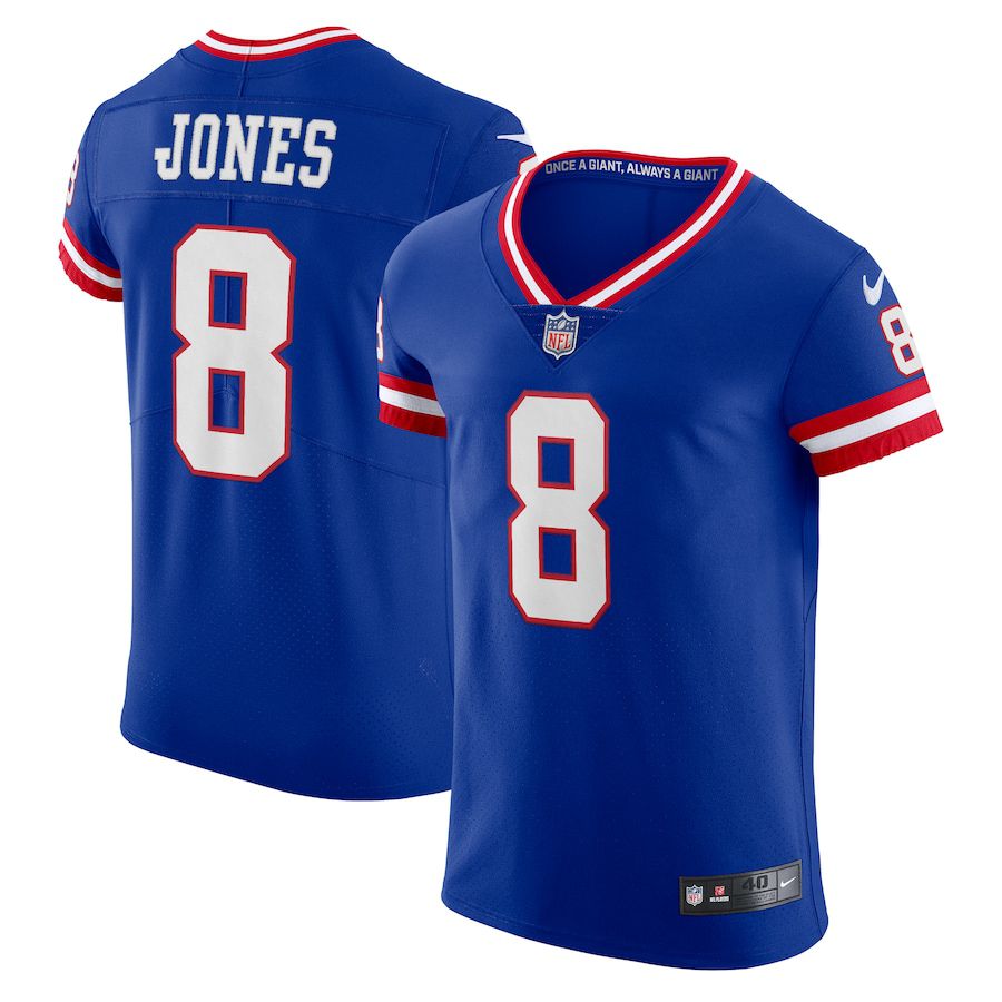 Men New York Giants 8 Daniel Jones Nike Royal Classic Vapor Elite Player NFL Jersey